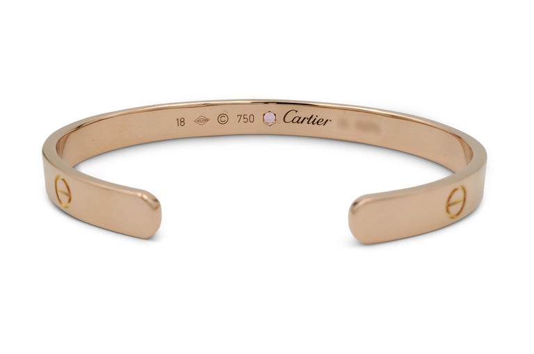 Cartier Love Rose Gold Pink Sapphire Cuff Bracelet at 1stDibs cartier