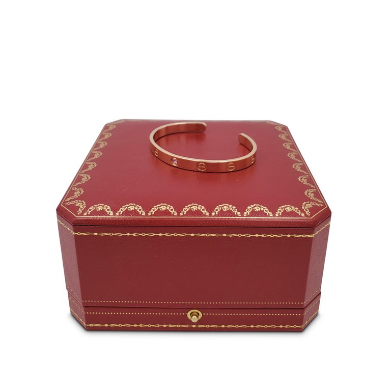 Cartier Love Rose Gold Pink Sapphire Cuff Bracelet at 1stDibs cartier