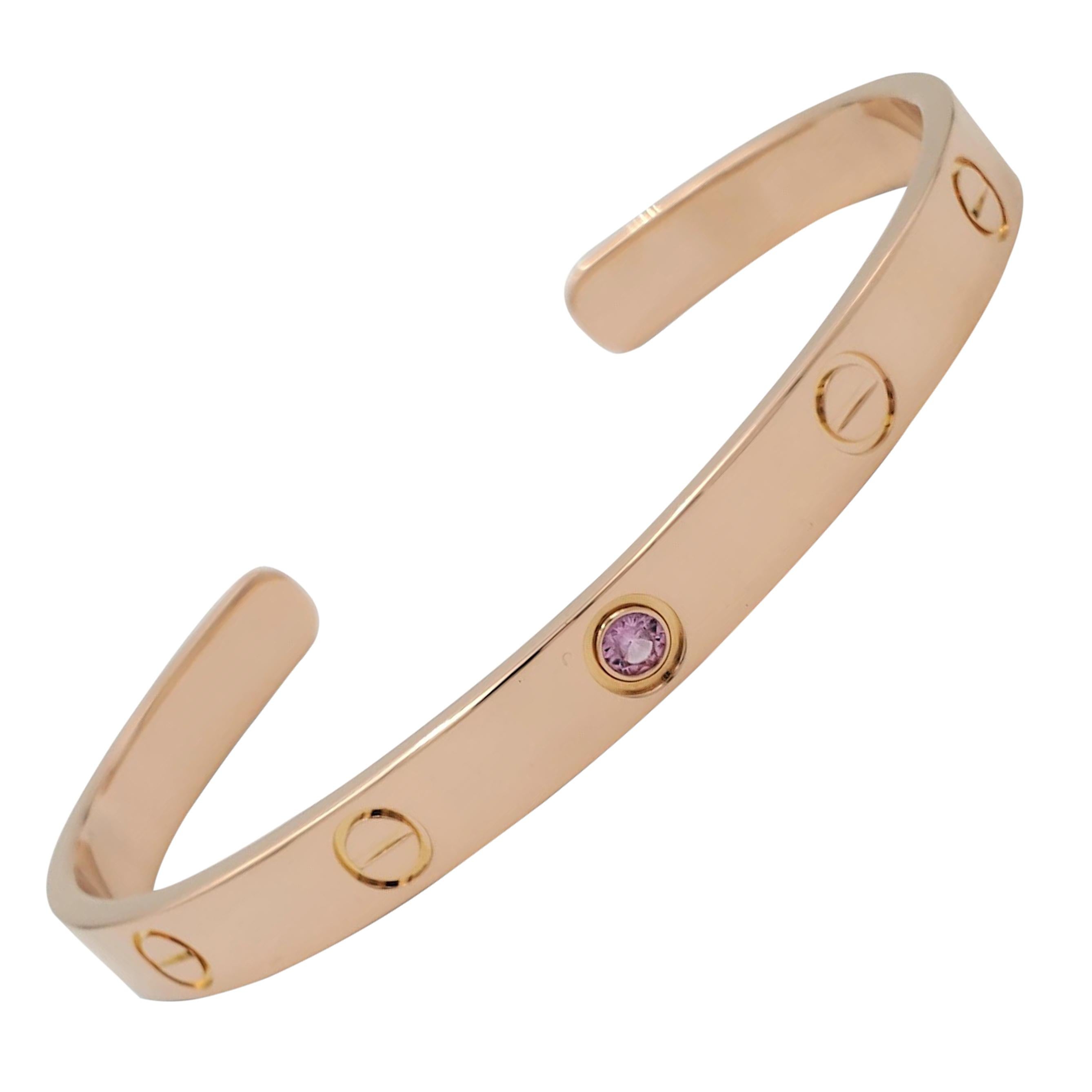 Cartier Love Pink Sapphire Bracelet in 18k Rose Gold (Size 17) | myGemma |  SG | Item #121188