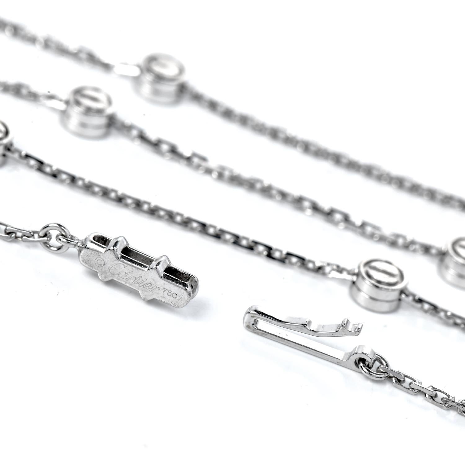 Men's Cartier Love Screws 18k White Gold Long Chain Necklace For Sale