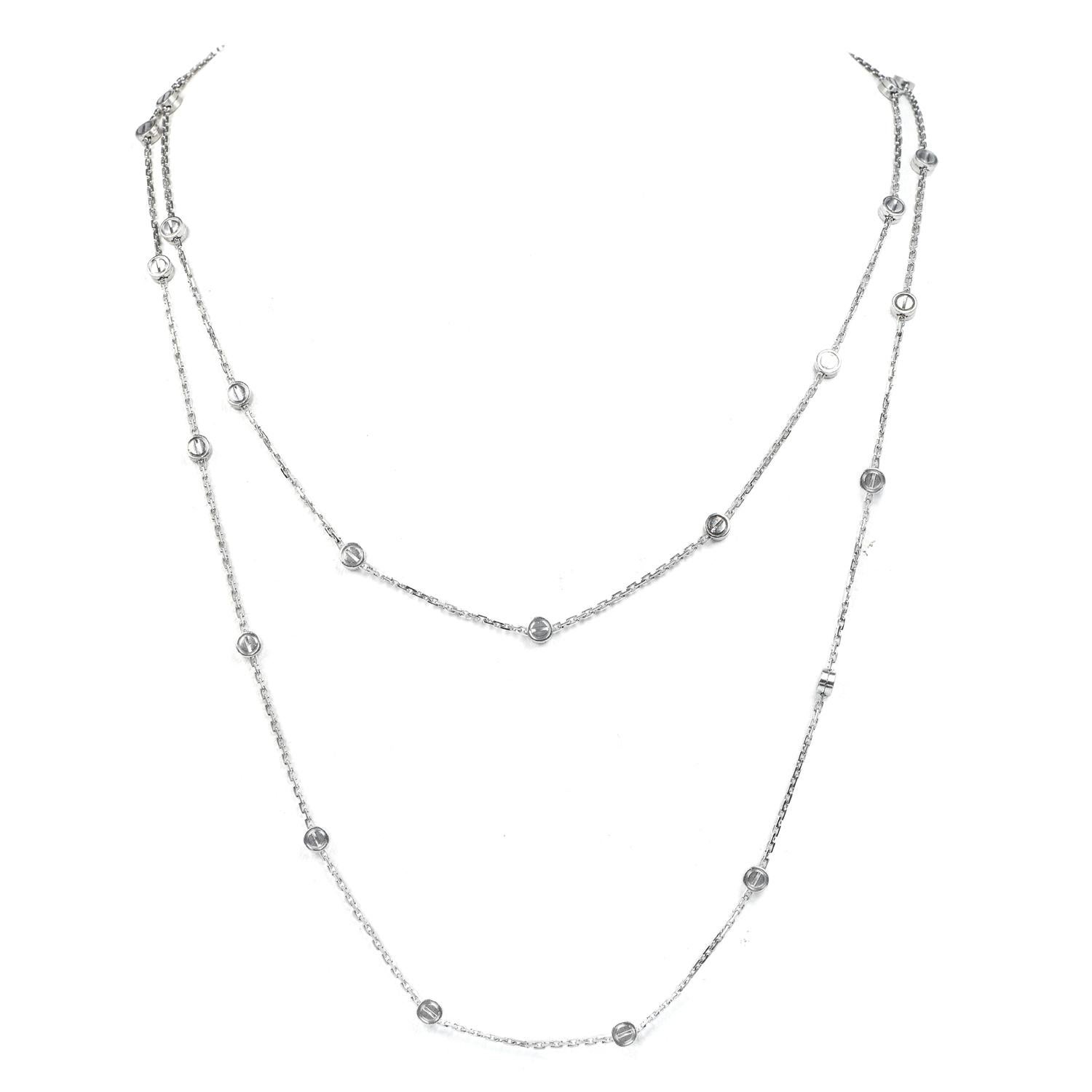 Cartier Love Screws 18k White Gold Long Chain Necklace For Sale