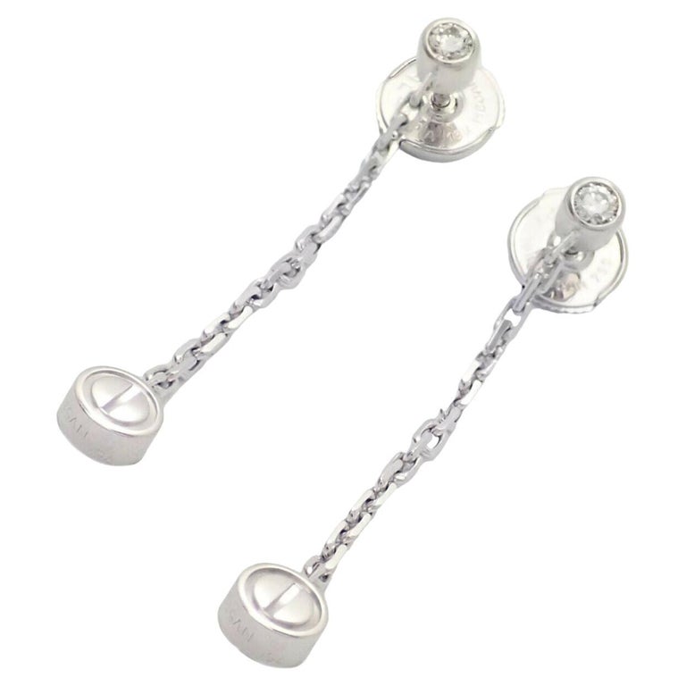 Cartier Love Screws Diamond Station White Gold Chain Earrings For Sale at  1stDibs