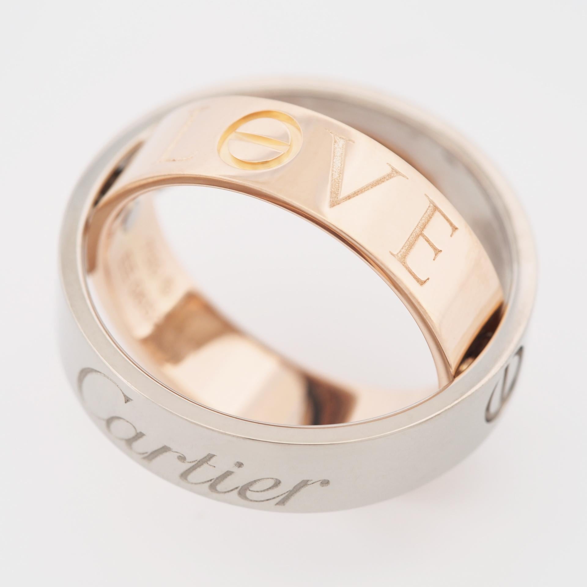  Cartier, bague Love Secret Ring en or rose et blanc 55, 2005, édition limitée Unisexe 