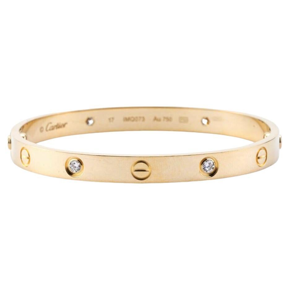 Cartier Love Yellow Gold Bangle Bracelet Size 17 at 1stDibs