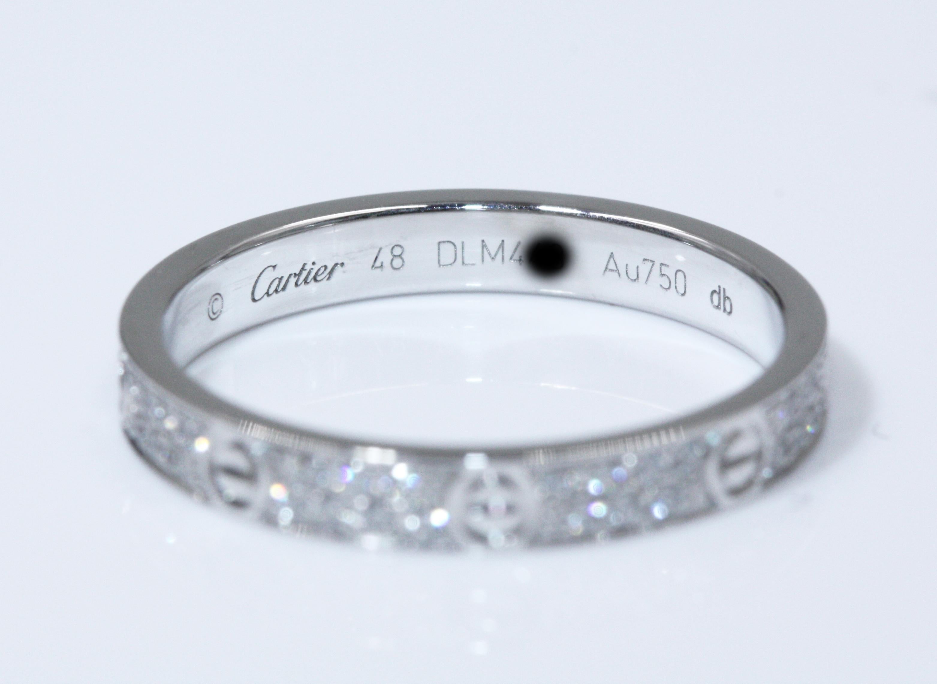 Cartier Love Slim White Gold Diamonds Ring For Sale 1