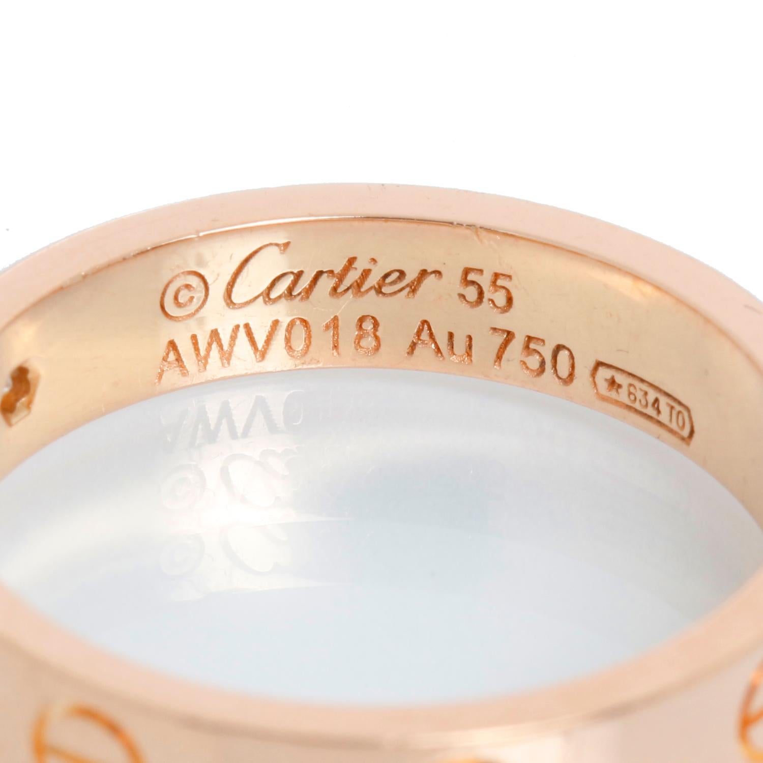 Cartier Love Small 1 Diamond Rose Gold Wedding Band Size 7 1/4 In Excellent Condition For Sale In Dallas, TX