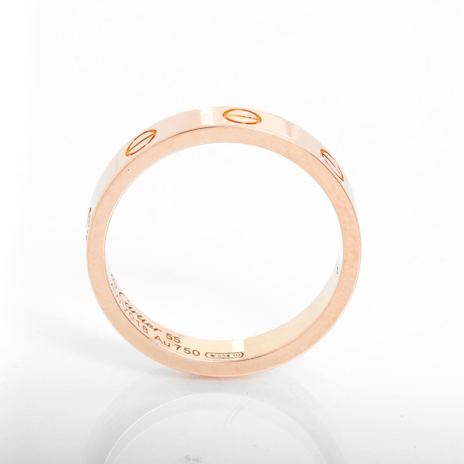 Women's Cartier Love Small 1 Diamond Rose Gold Wedding Band Size 7 1/4 For Sale