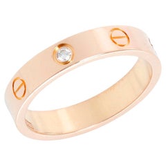 Cartier Love Small 1 Diamond Rose Gold Wedding Band Size 7 1/4