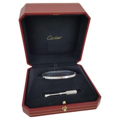 Cartier Love Small 18K White Gold Round Brilliant Cut 10 Diamond Bracelet