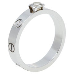 Cartier Love Solitaire 0.23ct Diamond 18K White Gold Band Ring