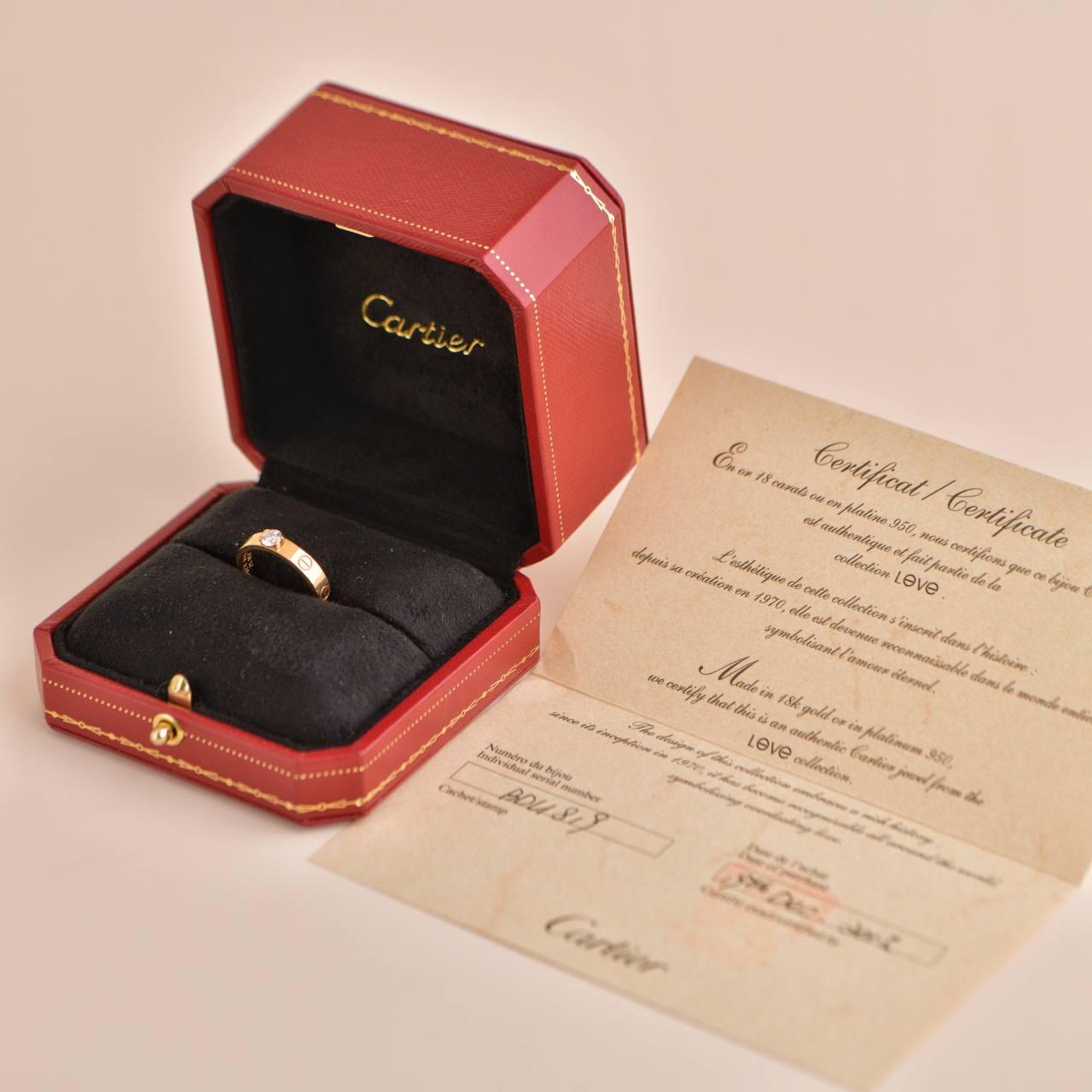 SKU 	AT-1723
Brand	Cartier
Model	N4250152
Date	Circa 2015
Size	        EU 52/ US 6 / UK L 1/2
_______________________________________________________
Metal	18K Rose Gold
Stone	Diamond (Approx.0.24ct)
Weight	Approx. 4g
Serial