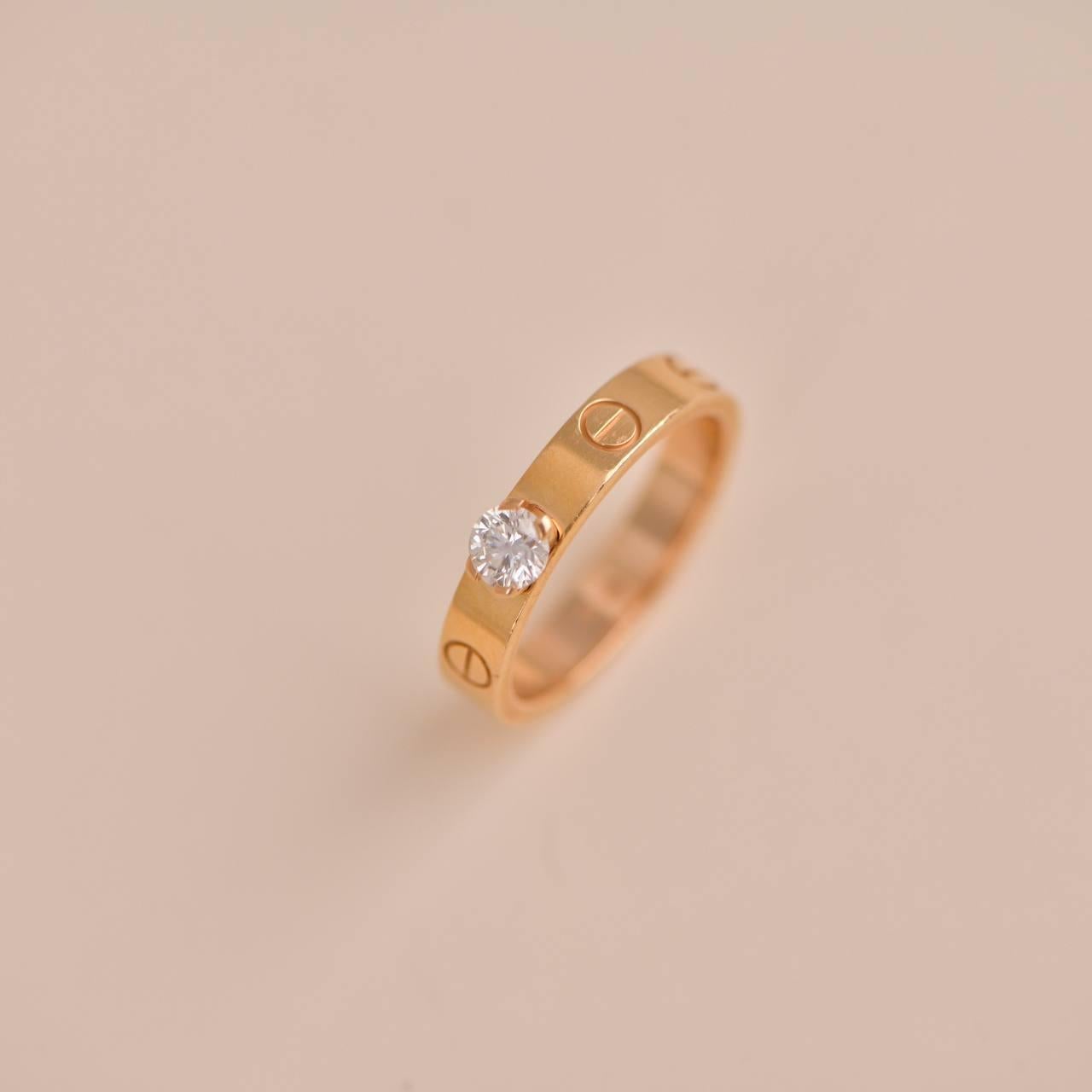 Brilliant Cut Cartier Love Solitaire Rose Gold Diamond Ring