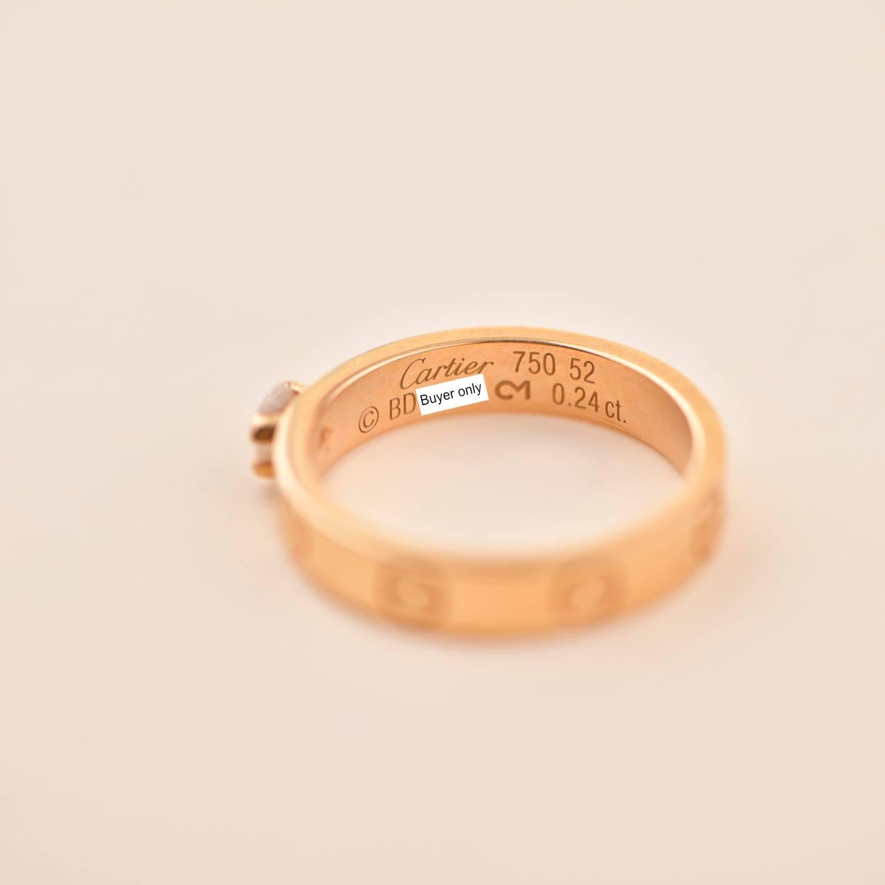 Cartier Love Solitaire Rose Gold Diamond Ring In Excellent Condition In Banbury, GB