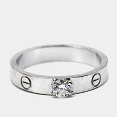 Cartier Love Solitare Diamond 18k White Gold Ring Size 54
