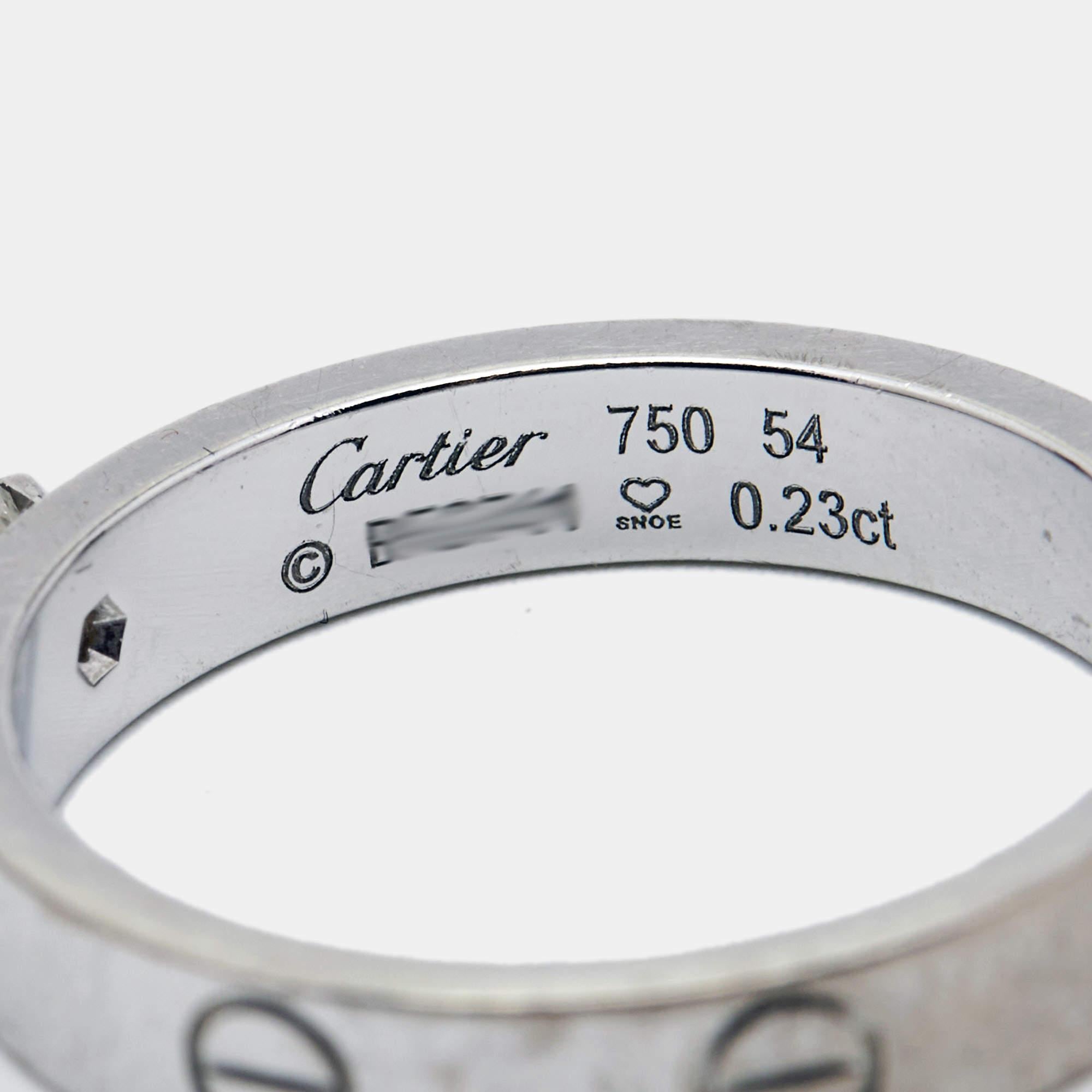 Cartier Love Solitare Diamant-Ring aus 18 Karat Weißgold, Größe 54 Damen im Angebot