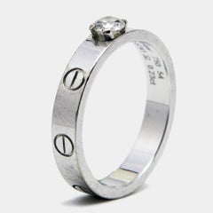 Used Cartier Love Solitare Diamond 18k White Gold Ring Size 54