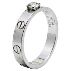 Cartier Love Solitare Diamond 18k White Gold Ring Size 54