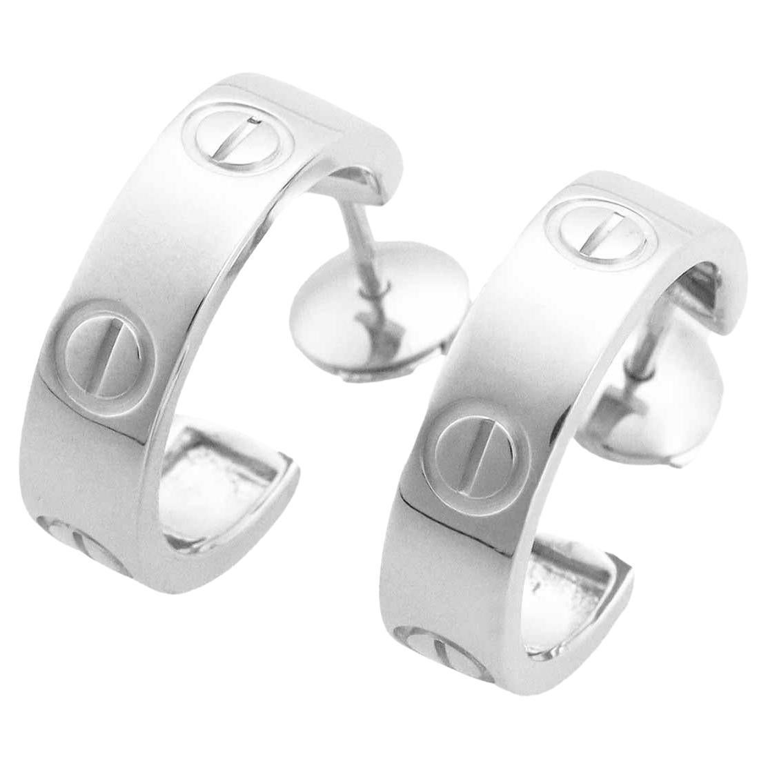 Original Cartier Love Earrings in 18 Karat White Gold with Certificate