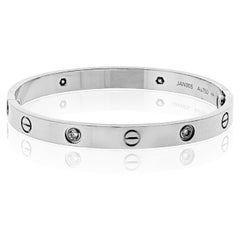 Cartier Love SZ 17 With Cert, Receipt, Pouch 4 Diamond Bracelet