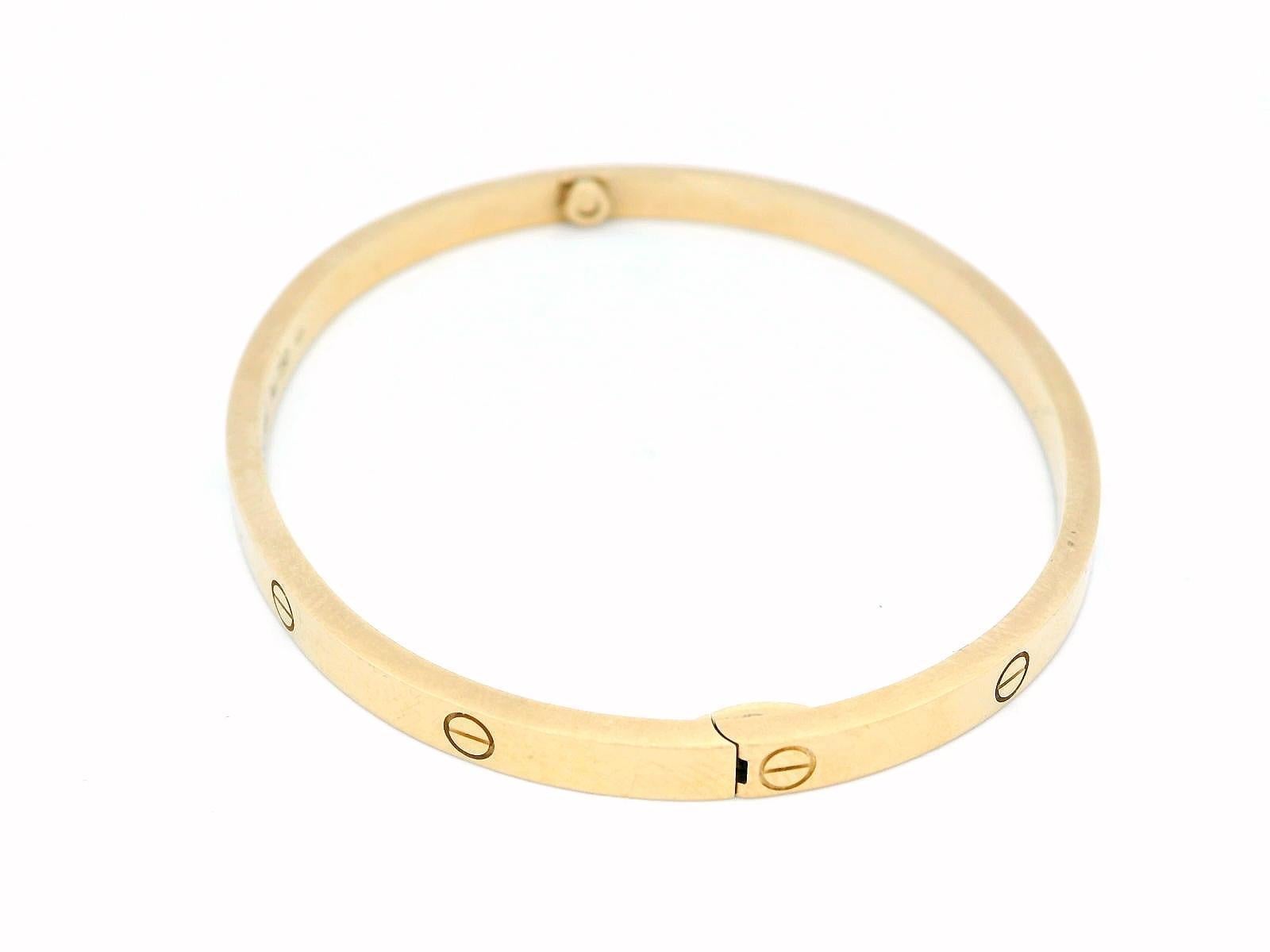 Cartier Love Thin Size 17 Yellow Gold Bracelet With Box im Zustand „Gut“ im Angebot in Great Neck Plaza, NY