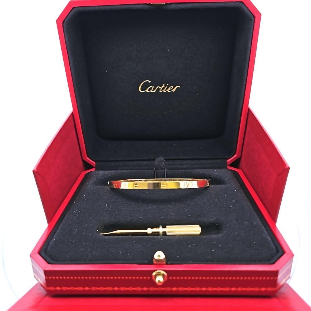 Cartier Love Thin Size 17 Yellow Gold Bracelet With Box im Angebot 1