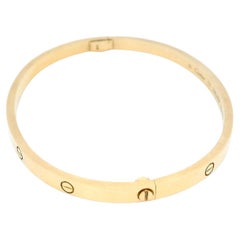Cartier Love Thin Size 17 Yellow Gold Bracelet With Box & Papers