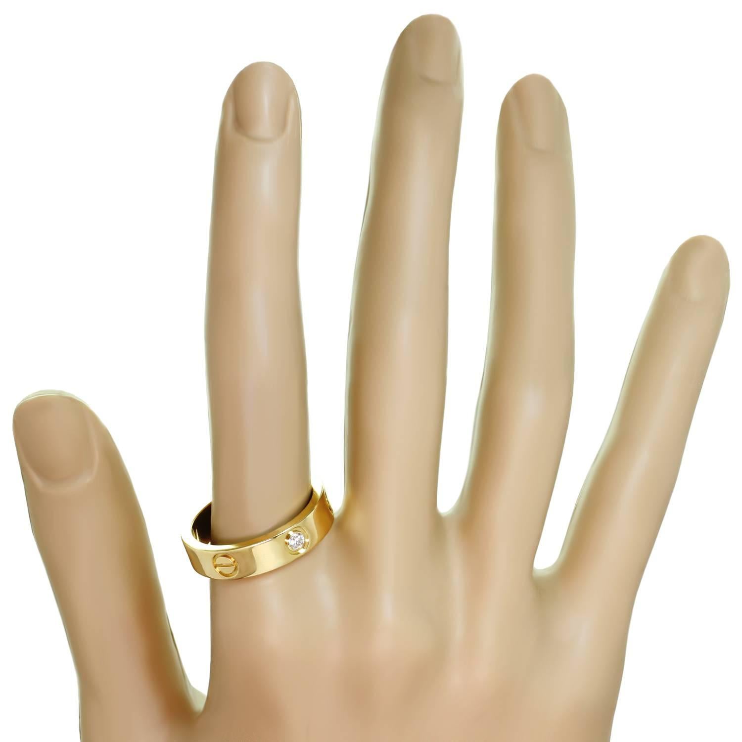Women's Cartier Love Three Diamond Yellow Gold Band Ring