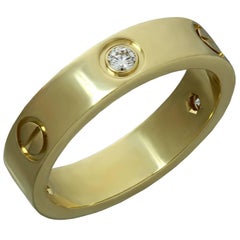 Cartier Love Three Diamond Yellow Gold Band Ring