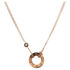 Cartier LOVE Two Diamond 18 Karat Rose Gold Pendant Link Necklace