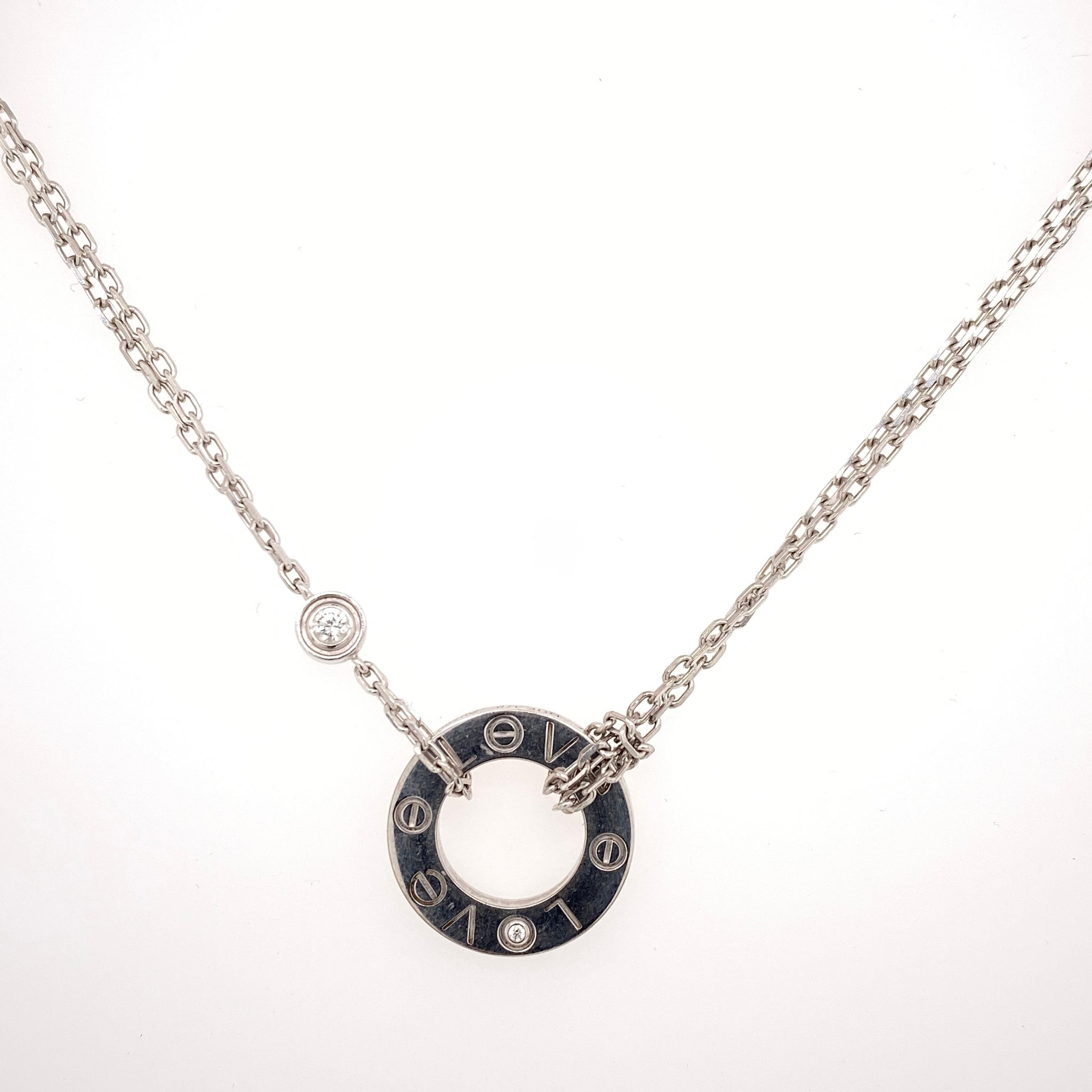 Cartier Love Two Diamond 18 Karat White Gold Pendant Necklace at ...