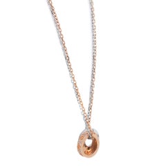 Cartier Love Two Tone 3 Hoop Diamond Pendant Necklace 18K White and Rose Gold