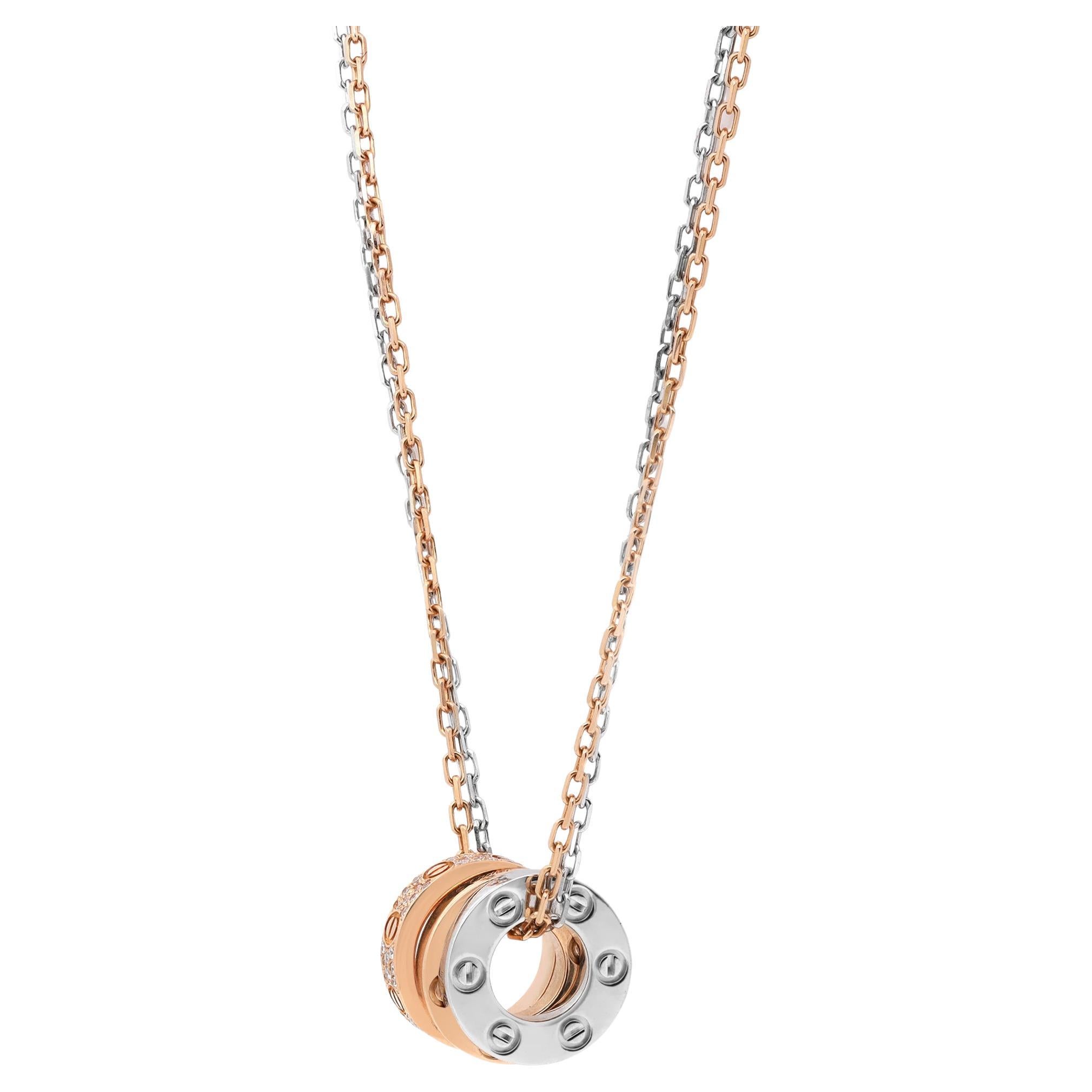 Cartier 18 Karat Two-Ring Love Necklace For Sale at 1stDibs | cartier ...