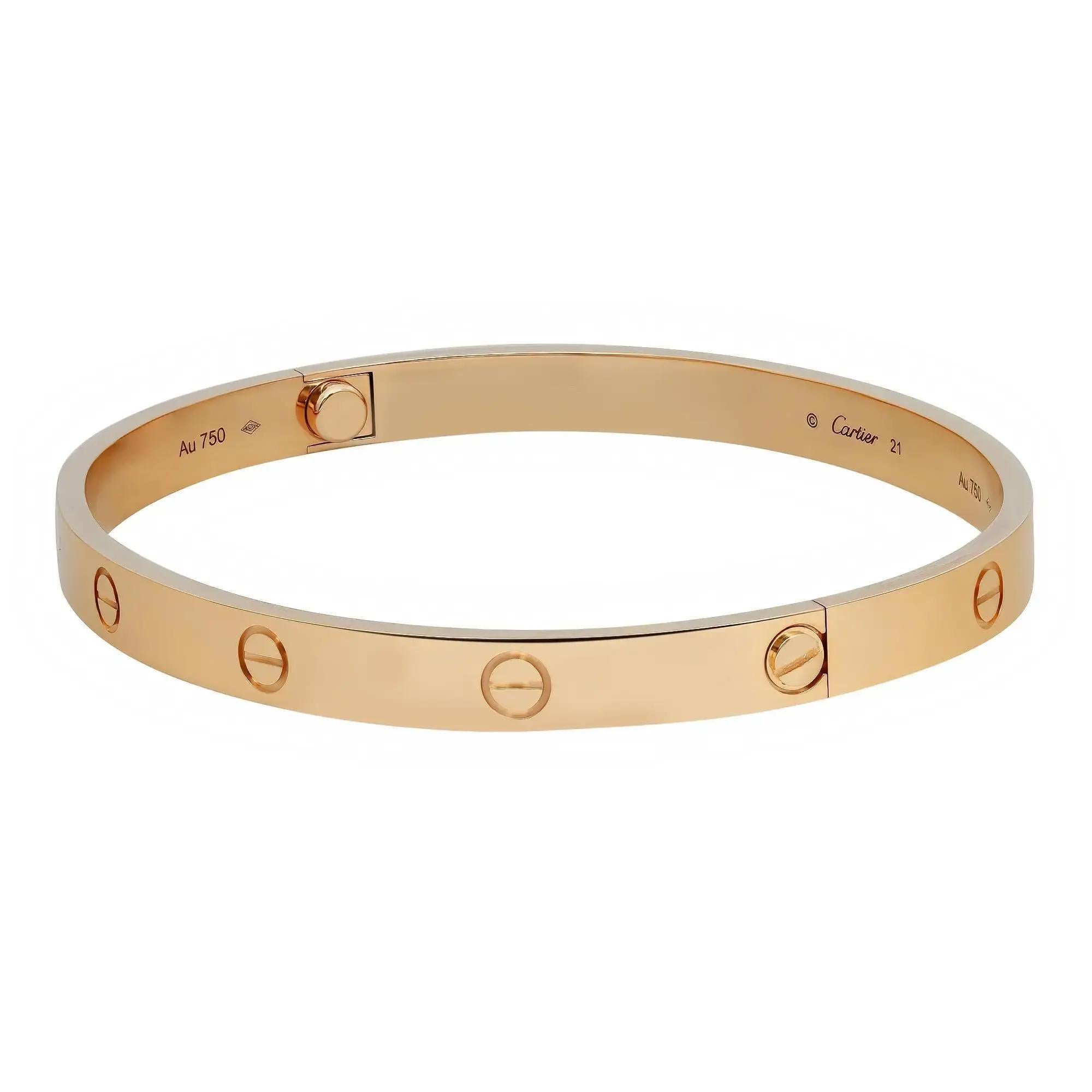 Moderne Bracelet unisexe Love de Cartier en or jaune 18k Taille 21 en vente