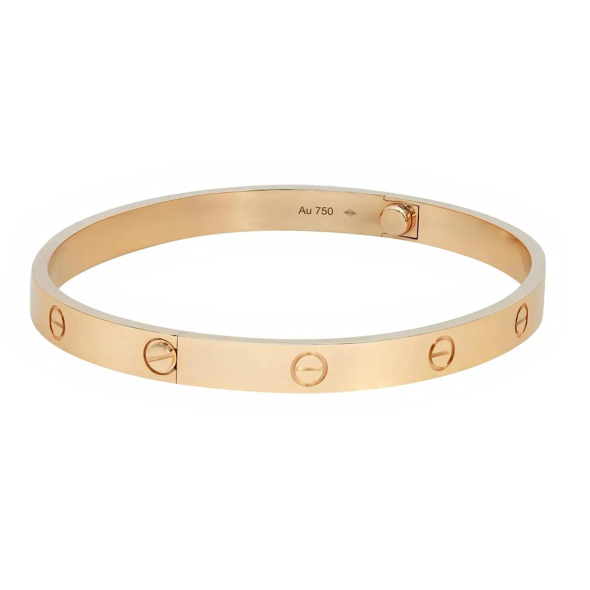 Bracelet unisexe Love de Cartier en or jaune 18k Taille 21 en vente 2