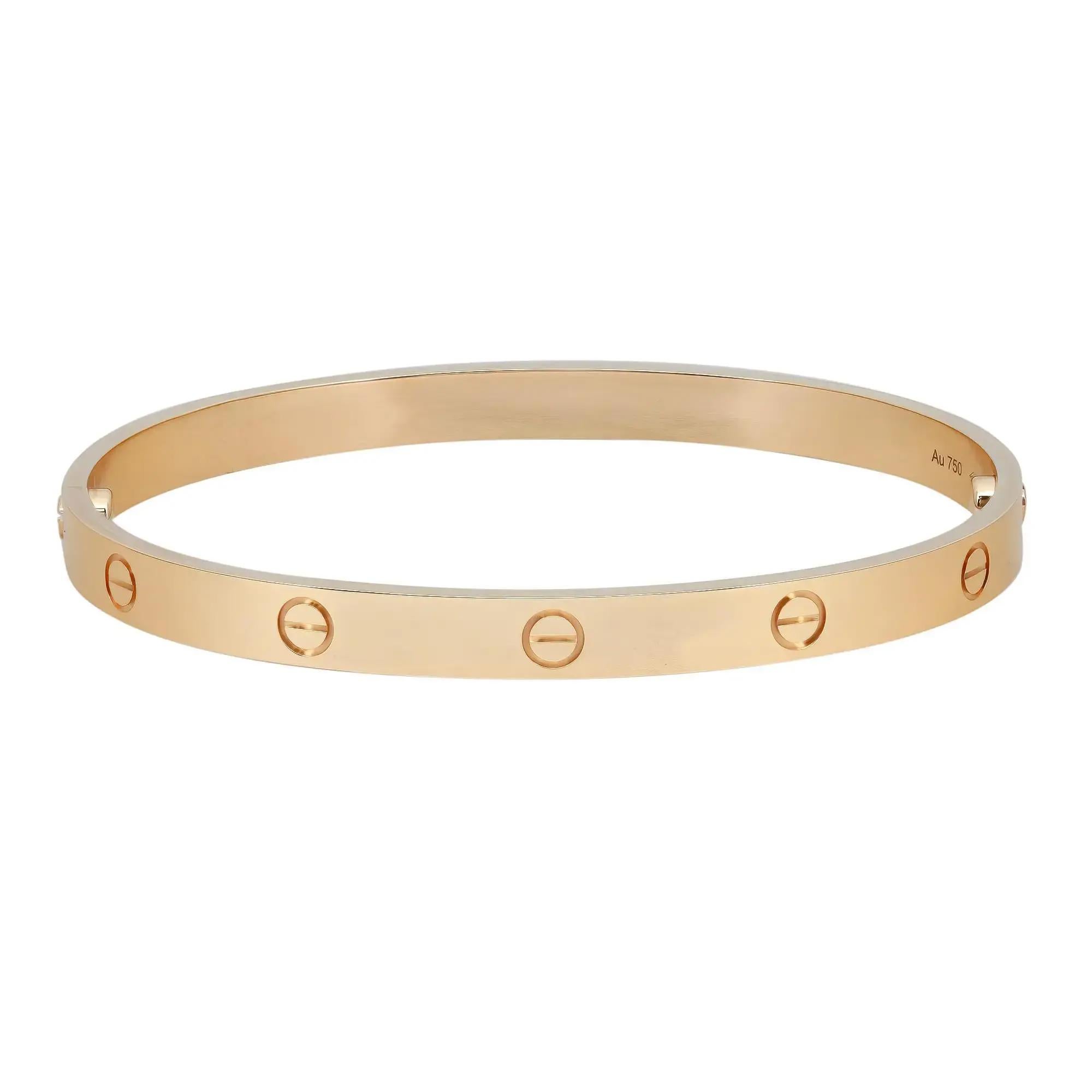 Bracelet unisexe Love de Cartier en or jaune 18k Taille 21 en vente 3