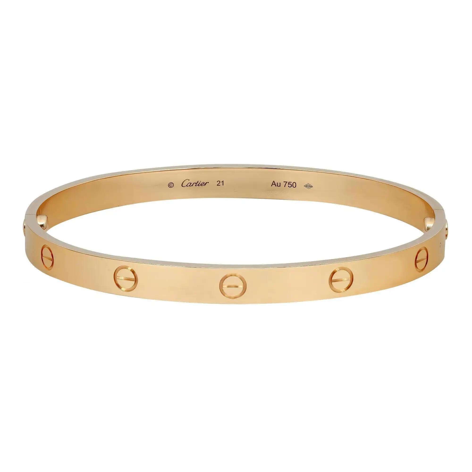 Bracelet unisexe Love de Cartier en or jaune 18k Taille 21 en vente 4