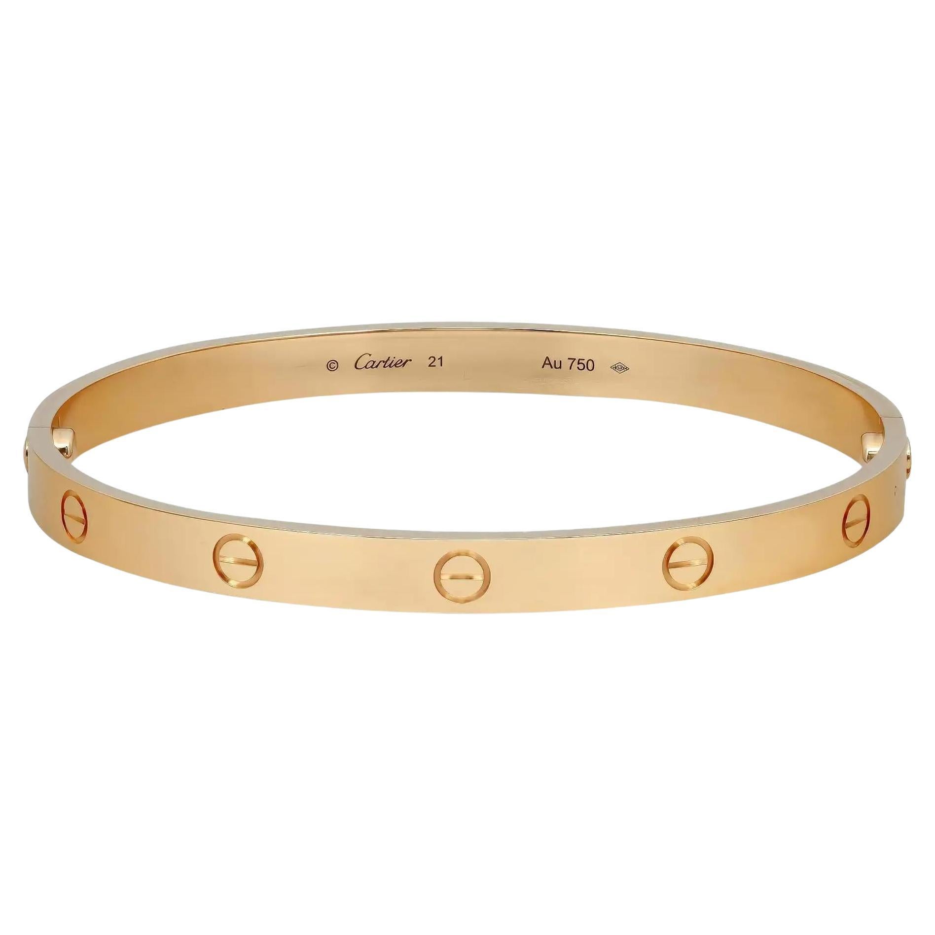 Bracelet unisexe Love de Cartier en or jaune 18k Taille 21