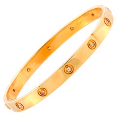 Cartier LOVE Vintage 10 Diamond 18 Karat Yellow Gold Bracelet with Screwdriver