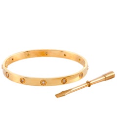 Cartier LOVE Vintage 10 Diamond Yellow Gold Bracelet with Screwdriver
