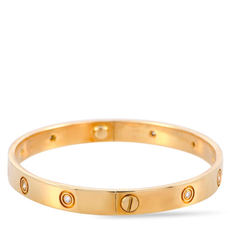 Cartier LOVE Vintage 10 Diamond Yellow Gold Bracelet with Screwdriver at 1stDibs