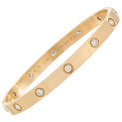 Cartier Love Vintage 18 Karat Yellow Gold 10 Diamond Bracelet