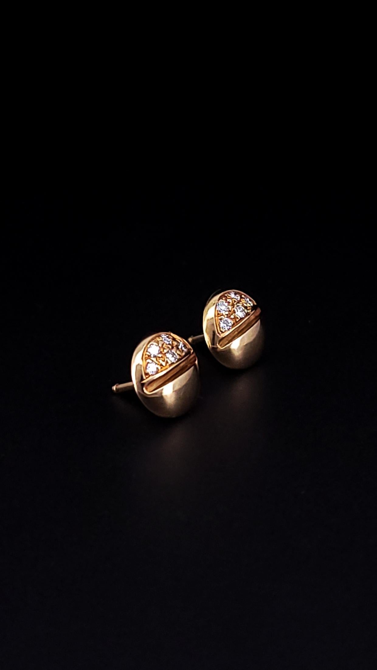 Round Cut Cartier Love Vintage 18k Yellow Gold with Diamonds Earrings For Sale