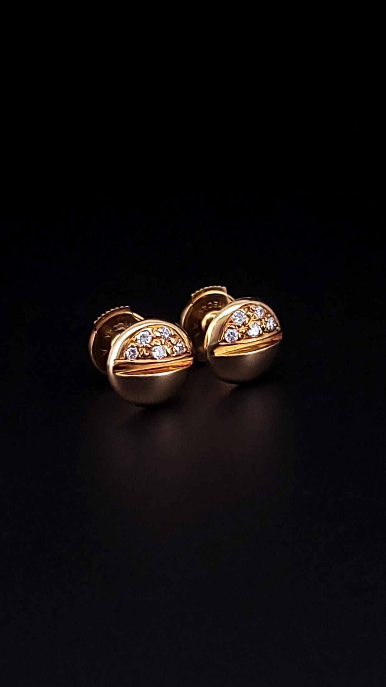 Women's Cartier Love Vintage 18k Yellow Gold with Diamonds Earrings For Sale