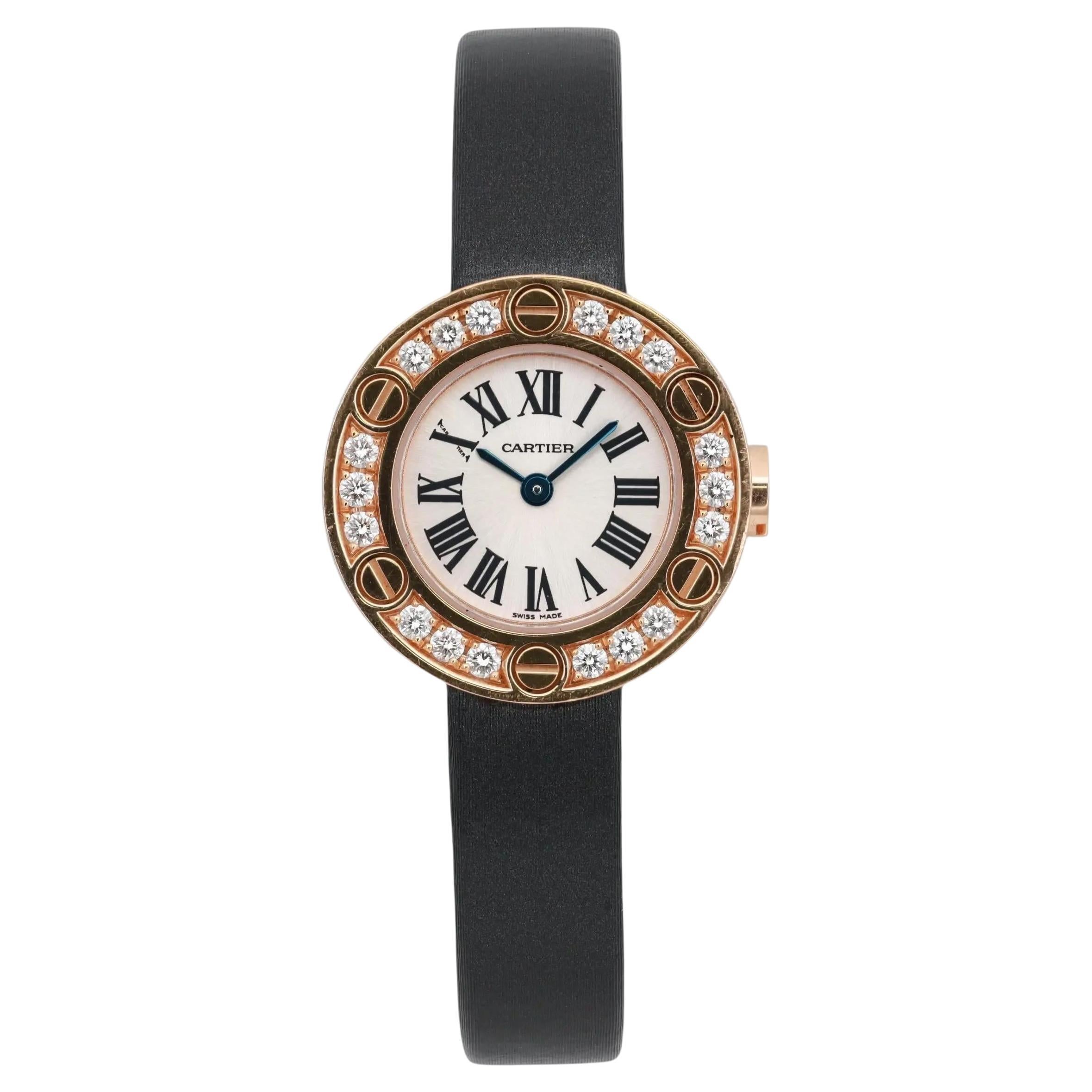 Cartier Love Watch Orologio con quadrante argento e diamanti in oro rosa 18 carati 2977
