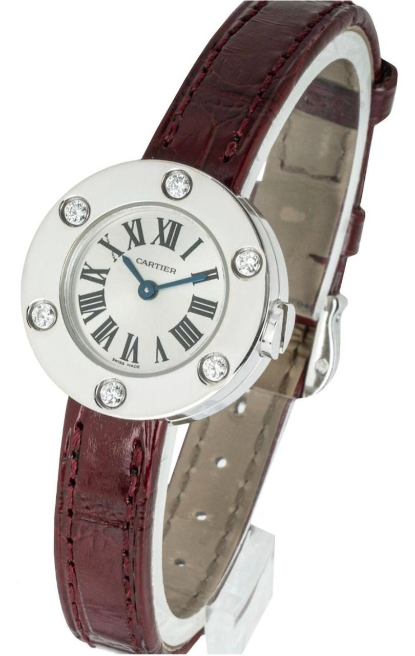 Cartier Love-Uhr mit Diamant-Lünette und silbernem Zifferblatt (Rundschliff)