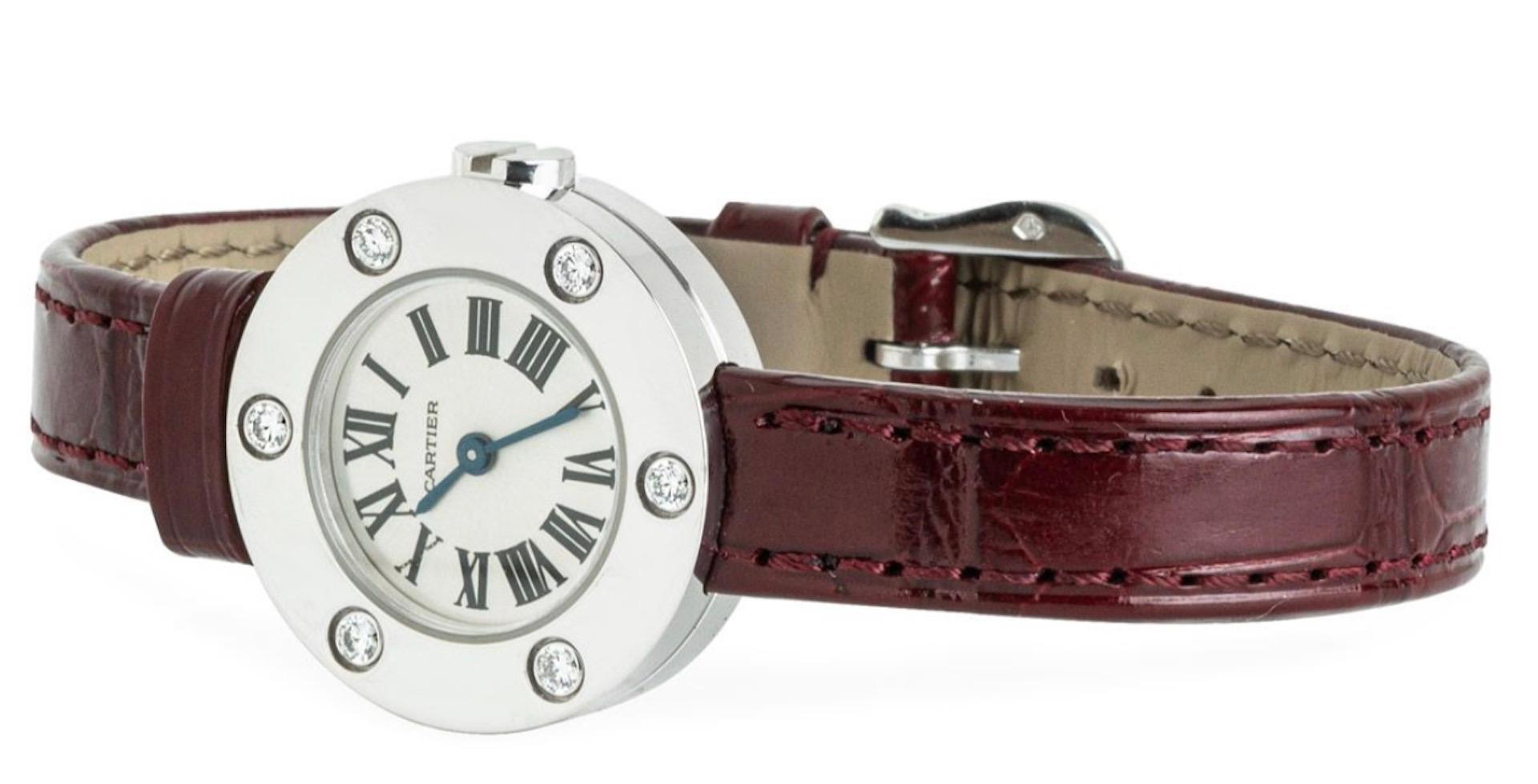 Cartier Love-Uhr mit Diamant-Lünette und silbernem Zifferblatt Damen