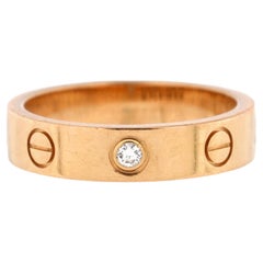 Cartier Love Wedding Band 1 Diamond Ring 18k Rose Gold with Diamond