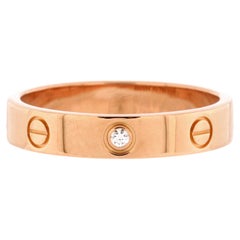 Cartier Love Wedding Band 1 Diamond Ring 18K Rose Gold with Diamond