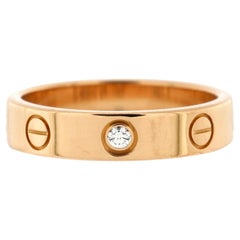 Cartier Love Wedding Band 1 Diamond Ring 18K Rose Gold with Diamond