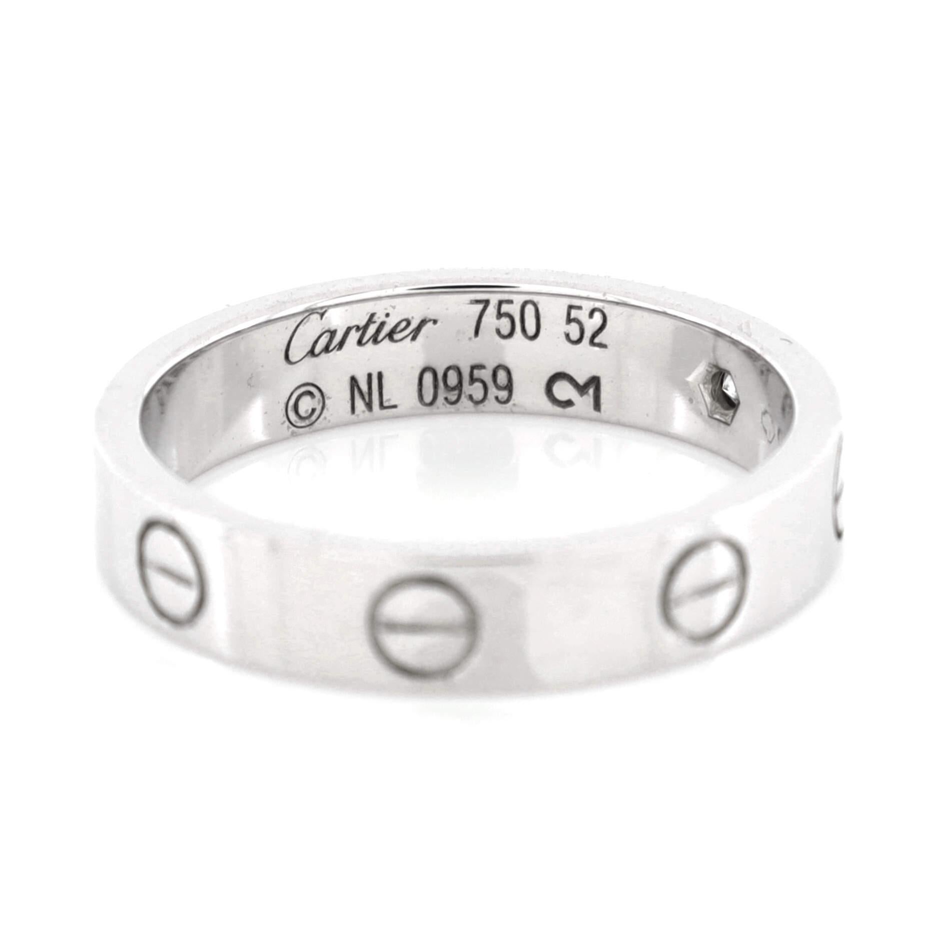 Cartier Love Wedding Band 1 Diamond Ring 18K White Gold with Diamond In Good Condition In New York, NY